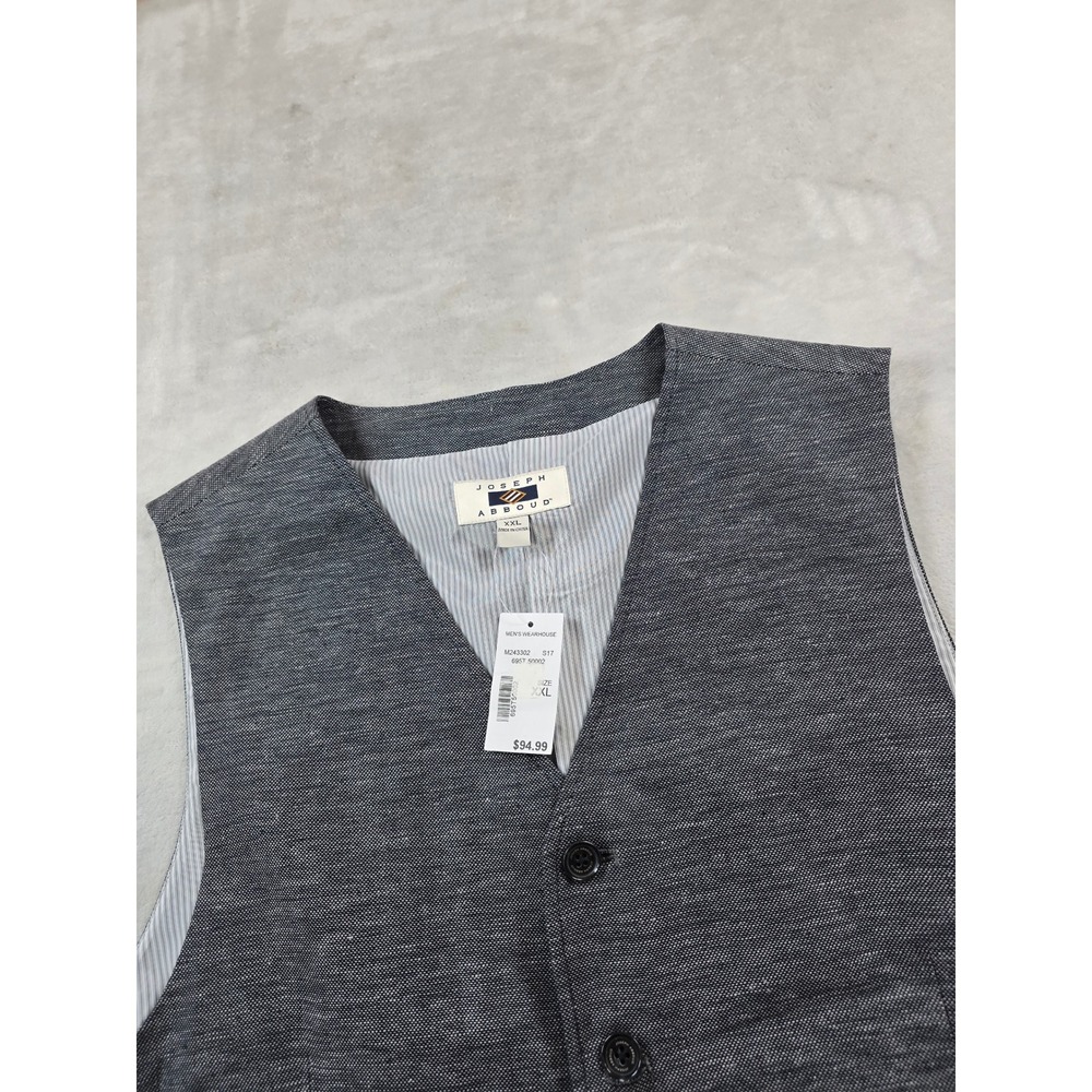 Joseph Abboud Linen Vest Mens XXL Charcoal Grey Cotton Blend Waistcoat NEW - Picture 3 of 8